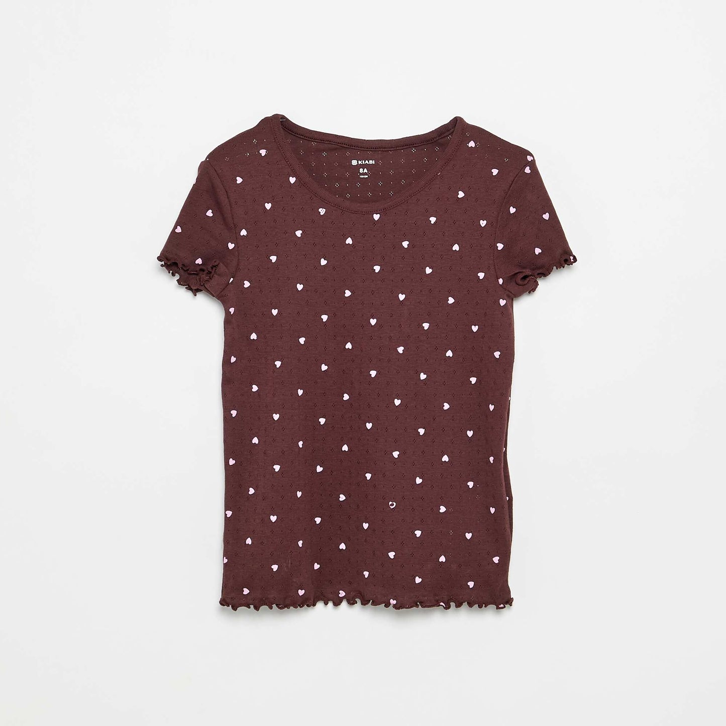Pointelle Knit T-shirt and Shorts Pajama Set - 2 Pieces BROWN