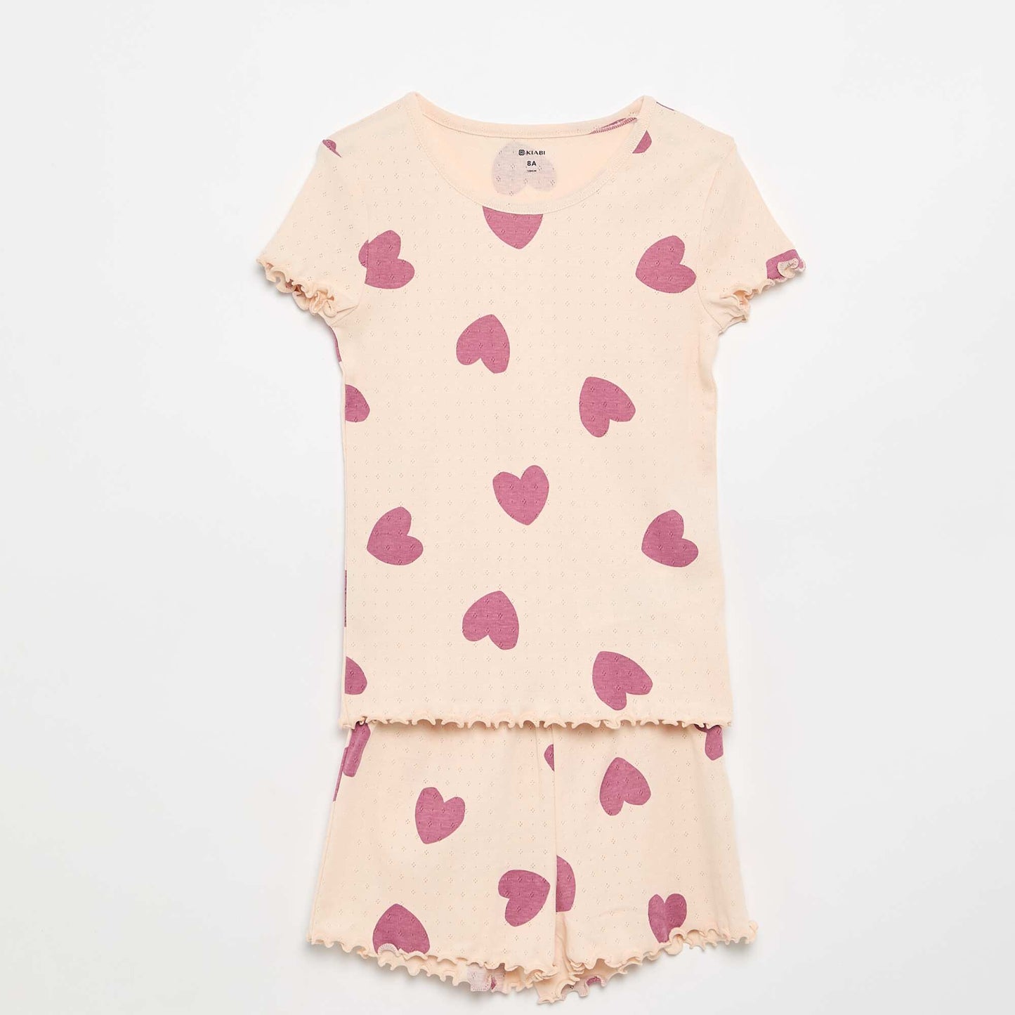 Pointelle Knit T-shirt and Shorts Pajama Set - 2 Pieces PINK
