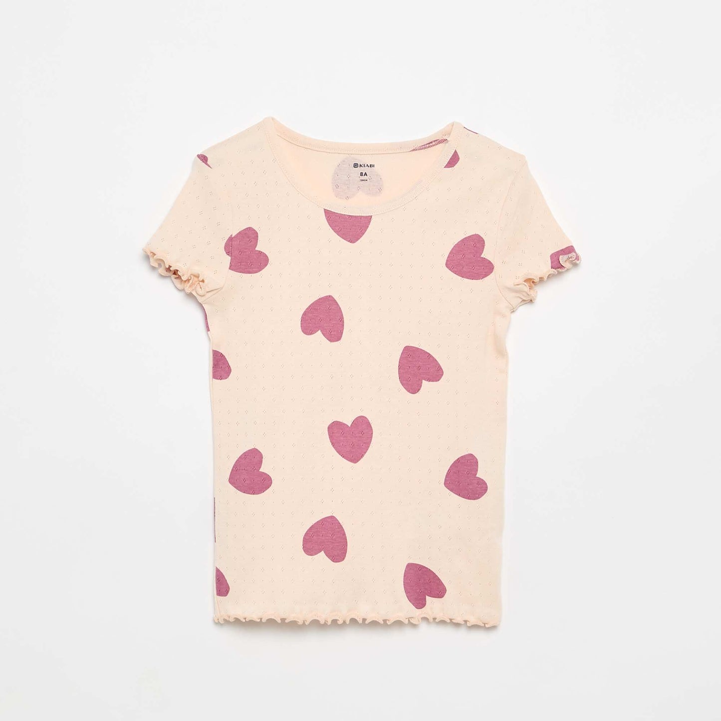 Pointelle Knit T-shirt and Shorts Pajama Set - 2 Pieces PINK