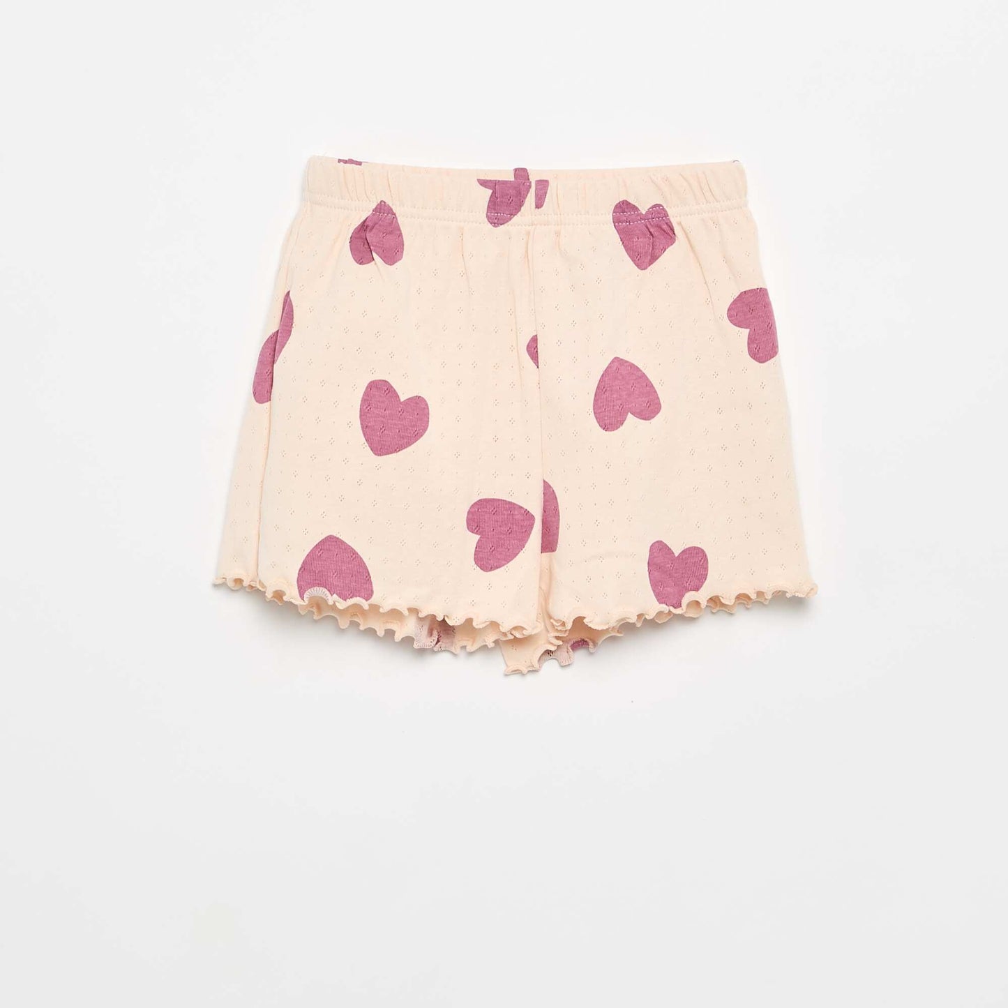 Pointelle Knit T-shirt and Shorts Pajama Set - 2 Pieces PINK