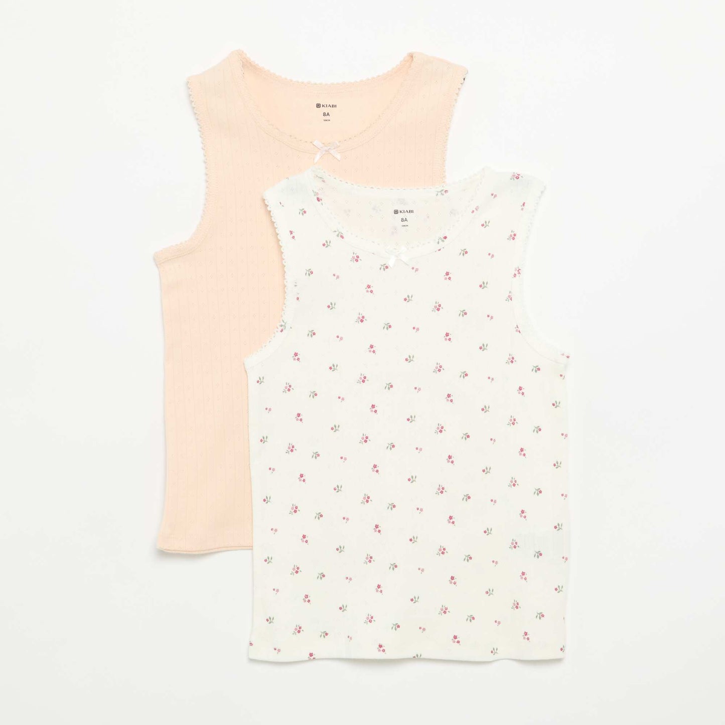 Pack of 2 pointelle knit tank tops BEIGE