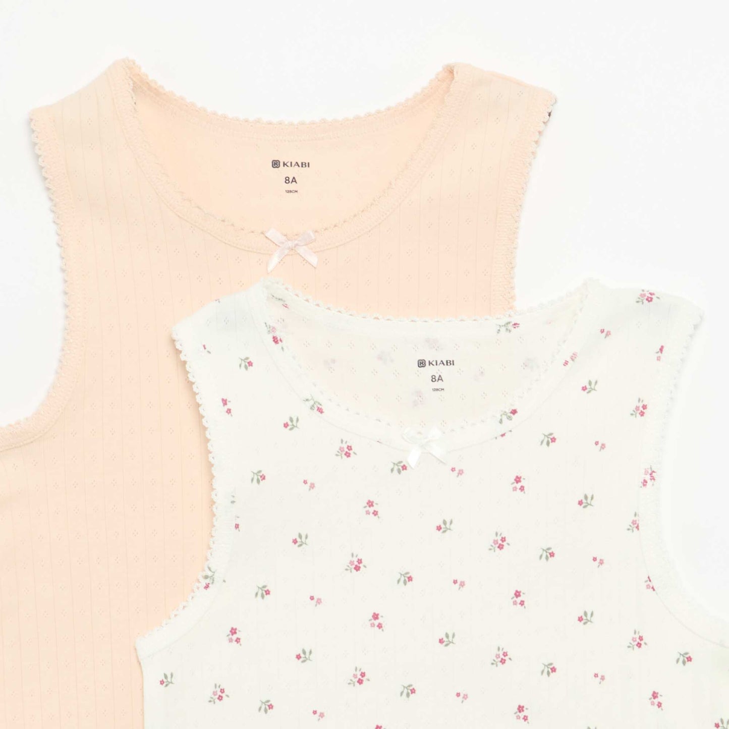 Pack of 2 pointelle knit tank tops BEIGE