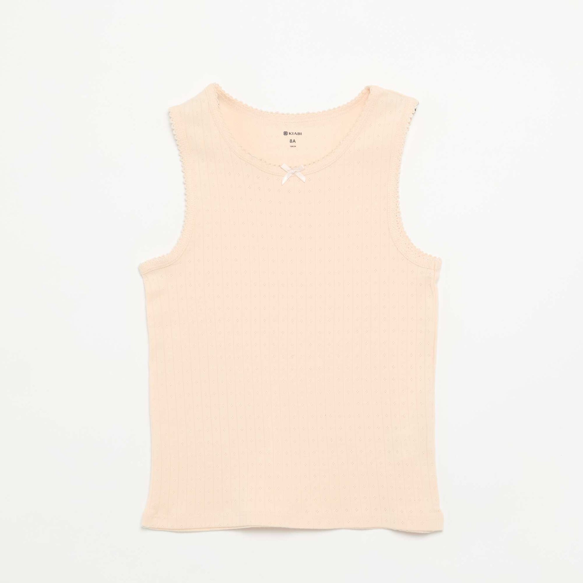 Pack of 2 pointelle knit tank tops BEIGE
