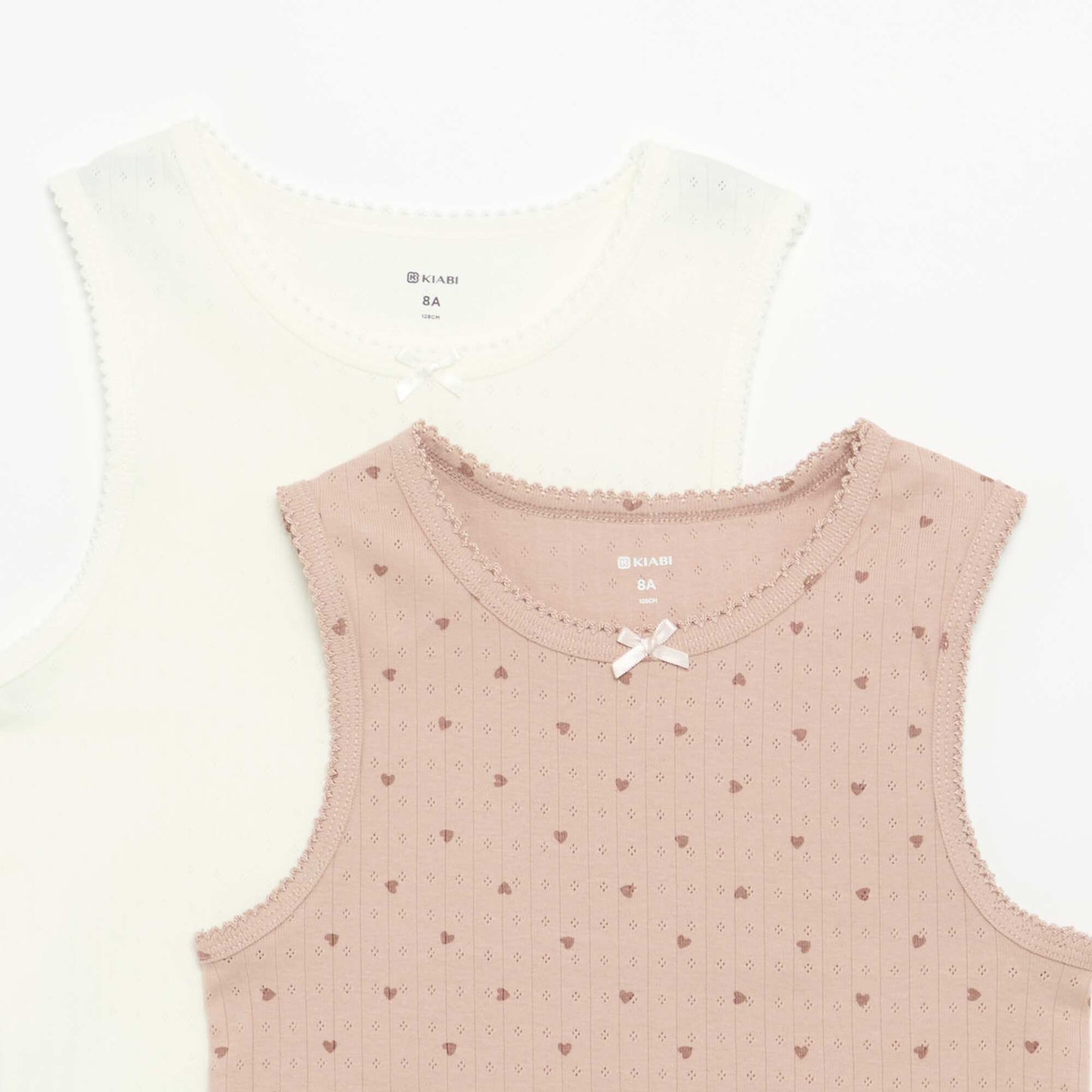 Pack of 2 pointelle knit tank tops BEIGE
