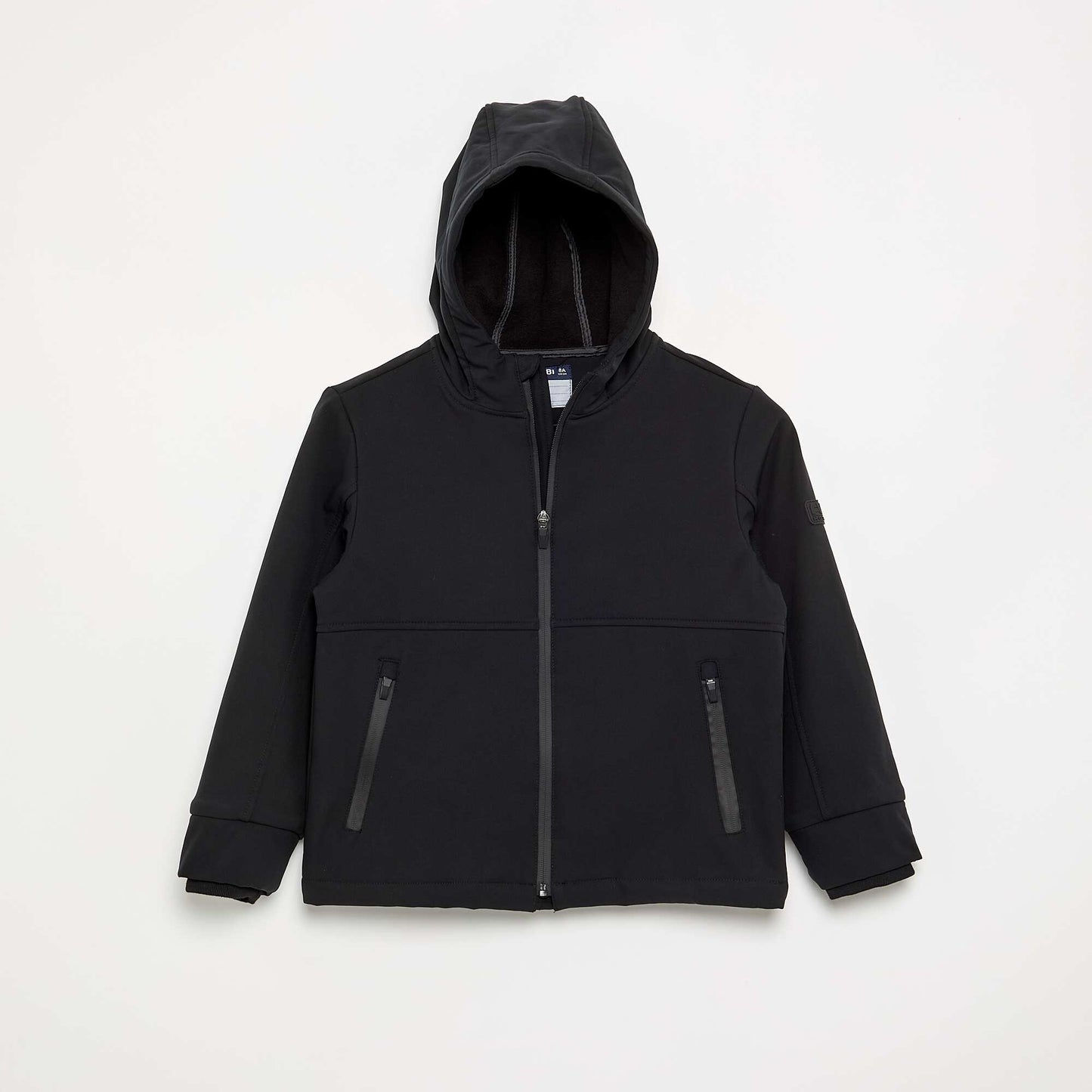 Microfleece-lined hooded jacket BLACK