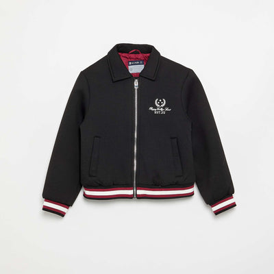 Varsity-style long-sleeved jacket BLACK