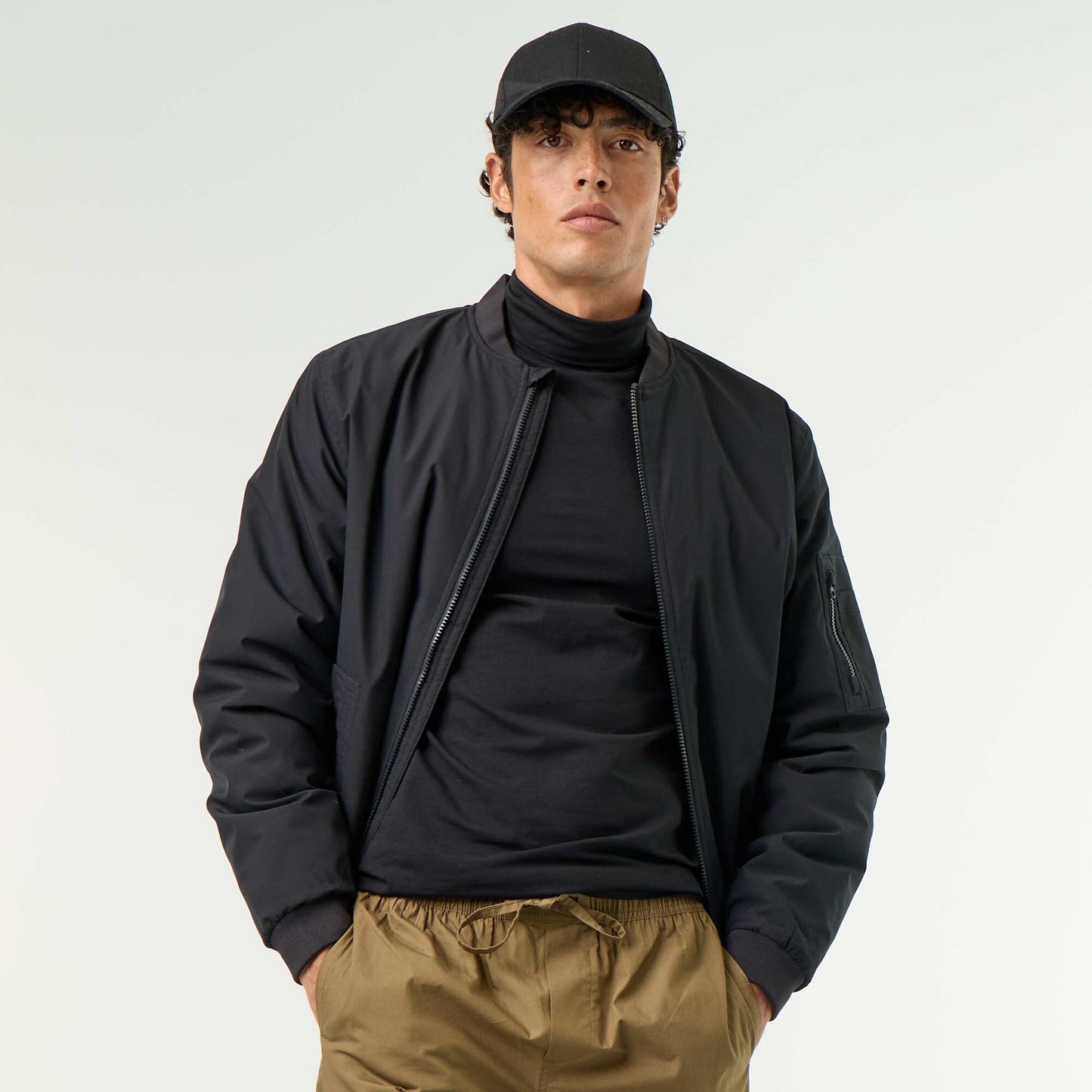 Short aviator jacket BLACK