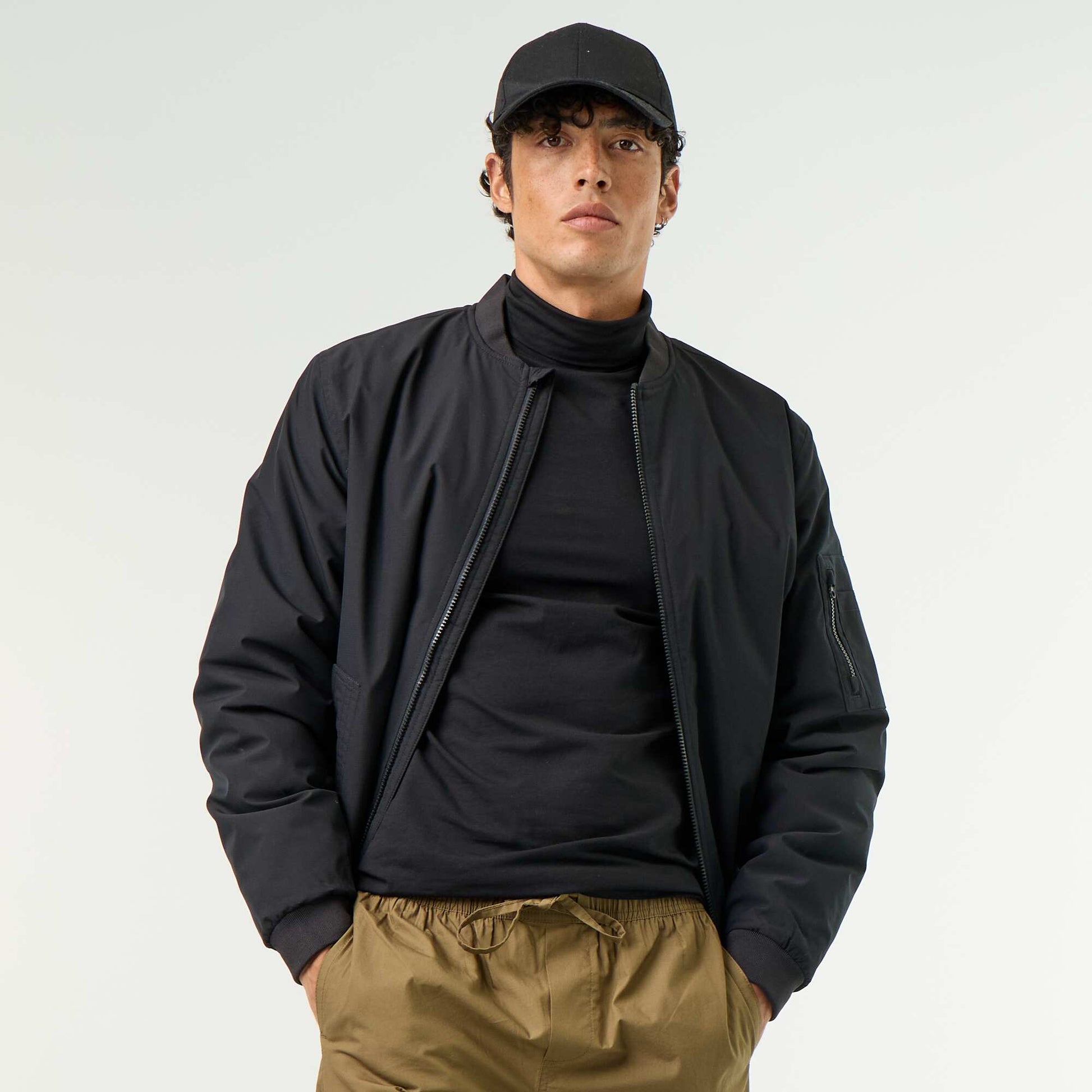 Short aviator jacket BLACK