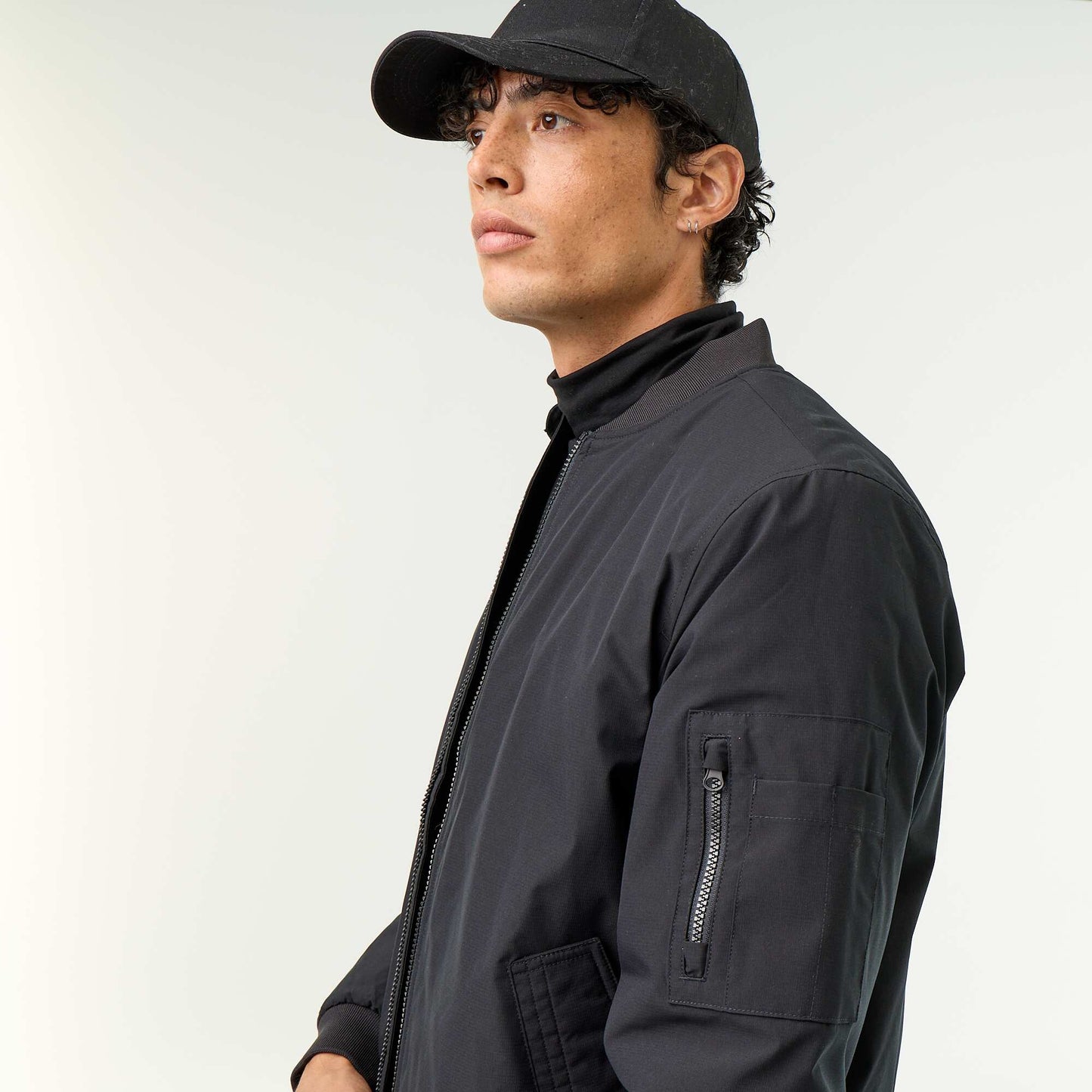 Short aviator jacket BLACK