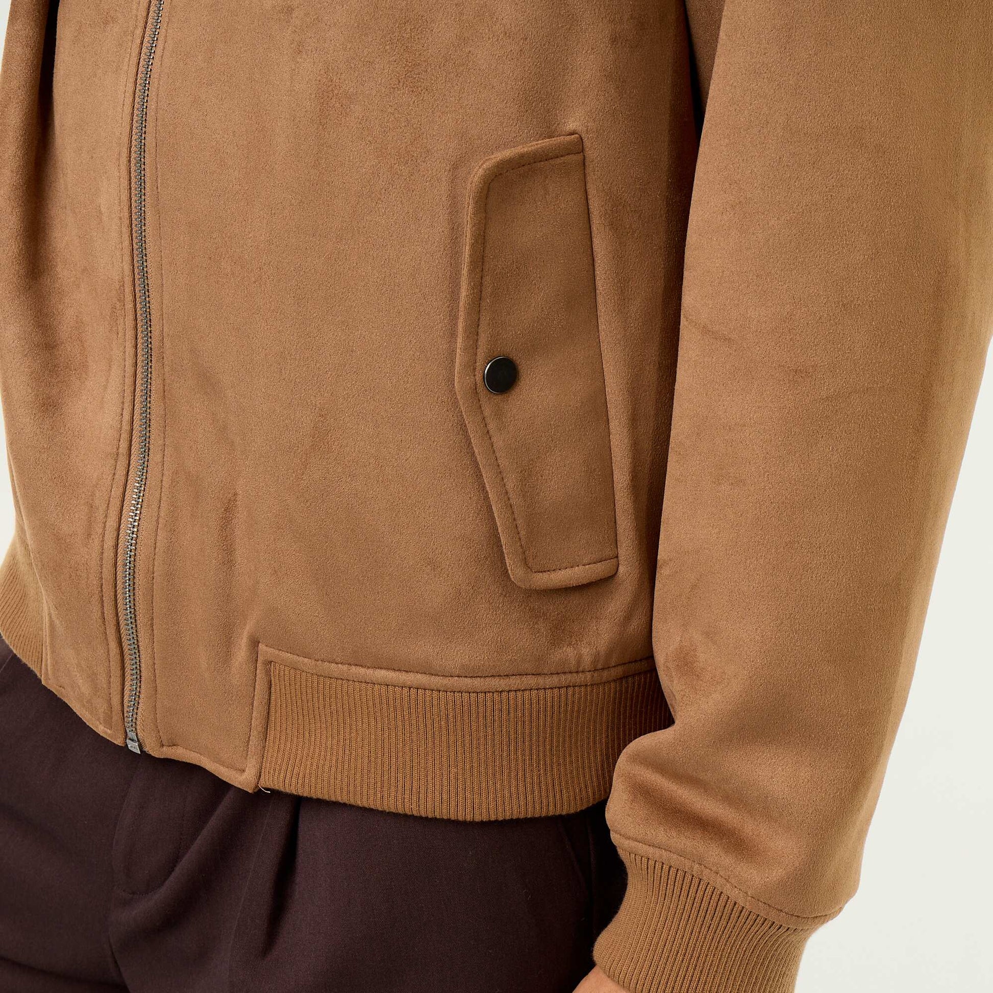 Suedette Zip-Up Jacket BROWN