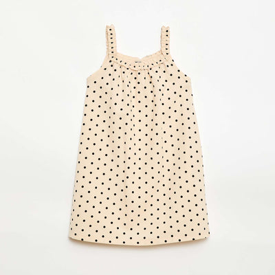 Strappy Dress with Ruffled Collar BEIGE