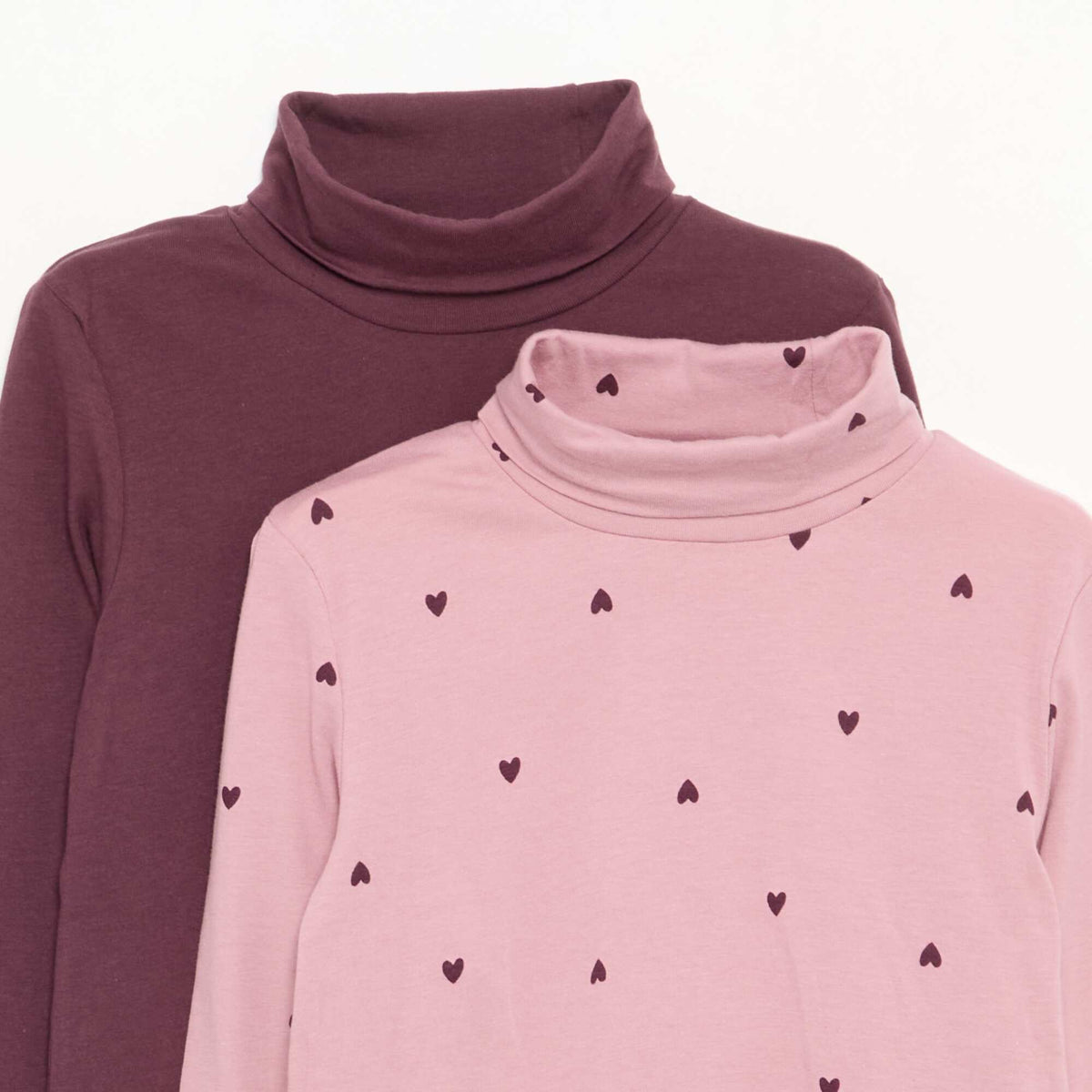 Set of 2 Roll-Neck Tops PURPLE