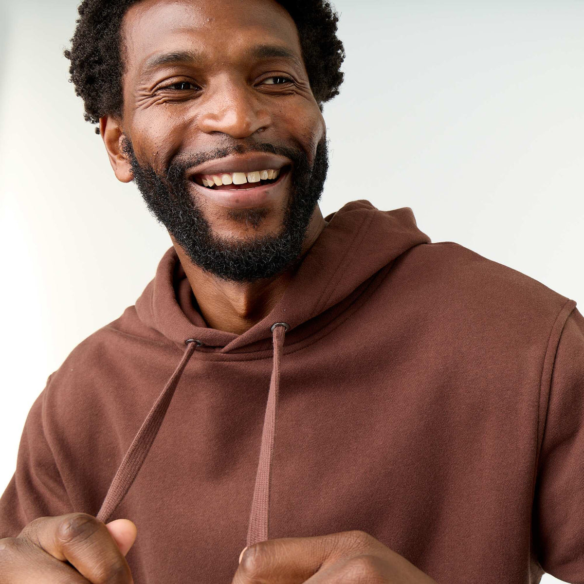 Plain Hooded Sweatshirt BROWN