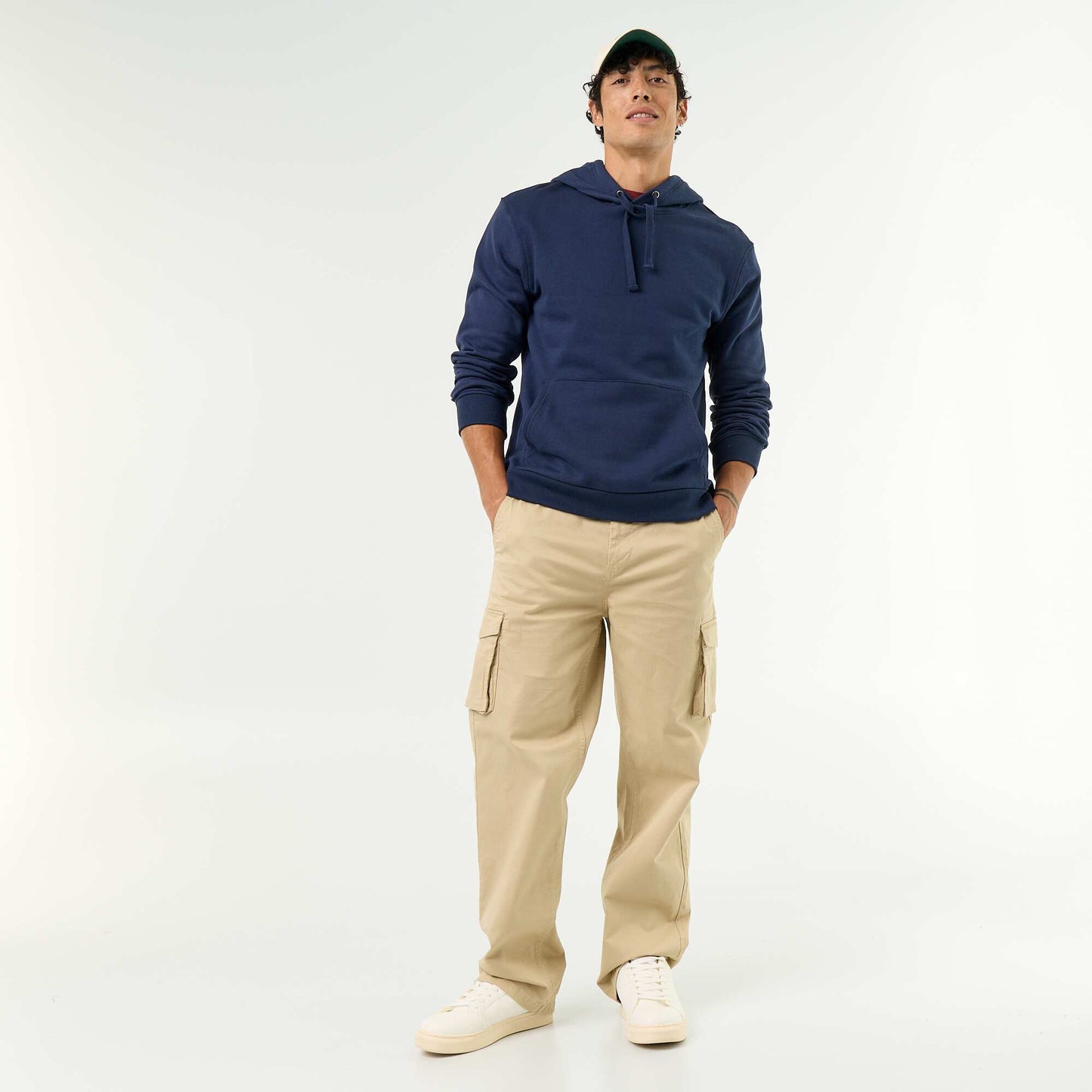 Plain Hooded Sweatshirt NAVY