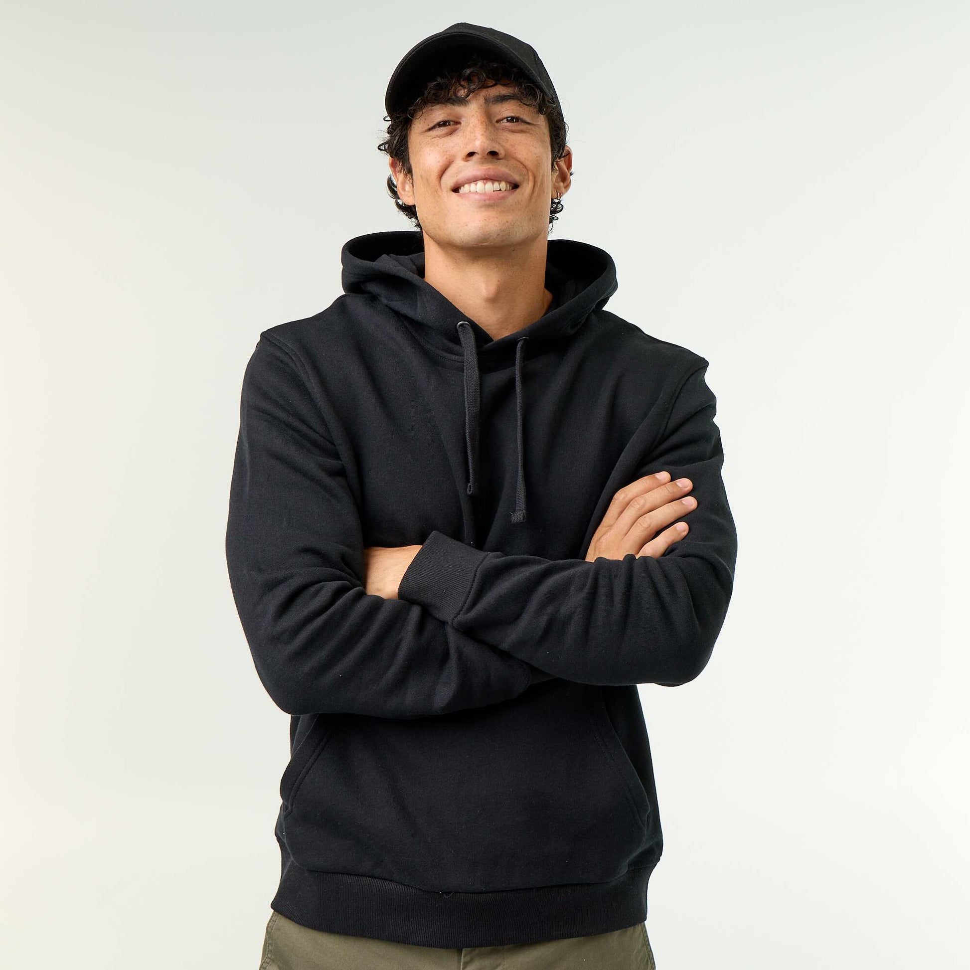 Plain Hooded Sweatshirt BLACK