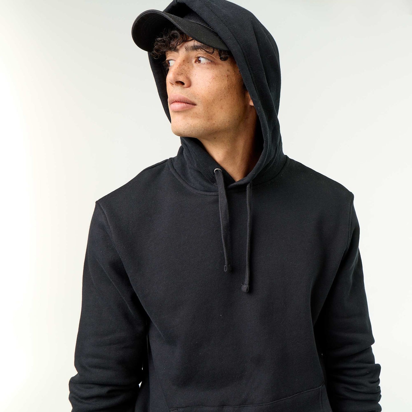Plain Hooded Sweatshirt BLACK