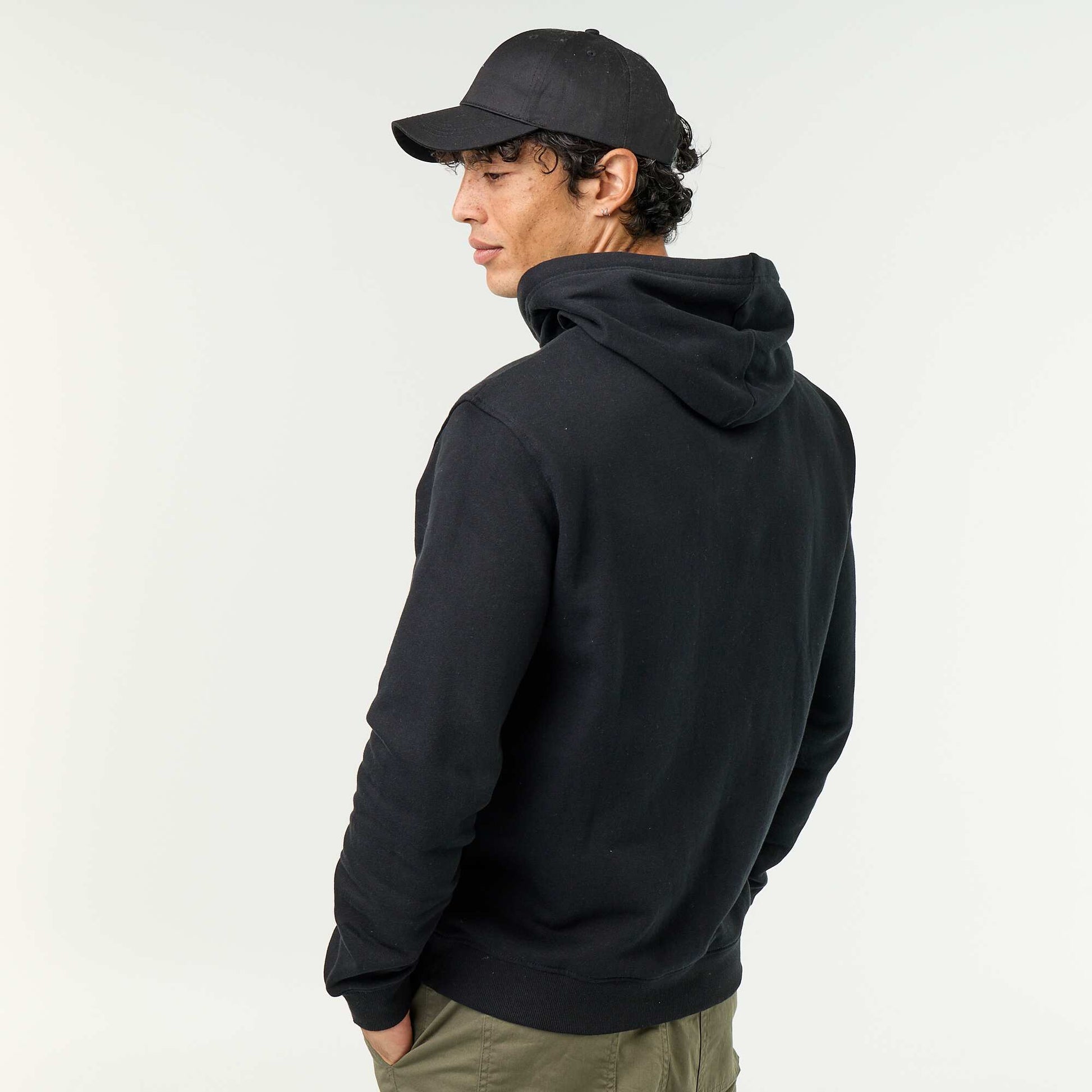 Plain Hooded Sweatshirt BLACK