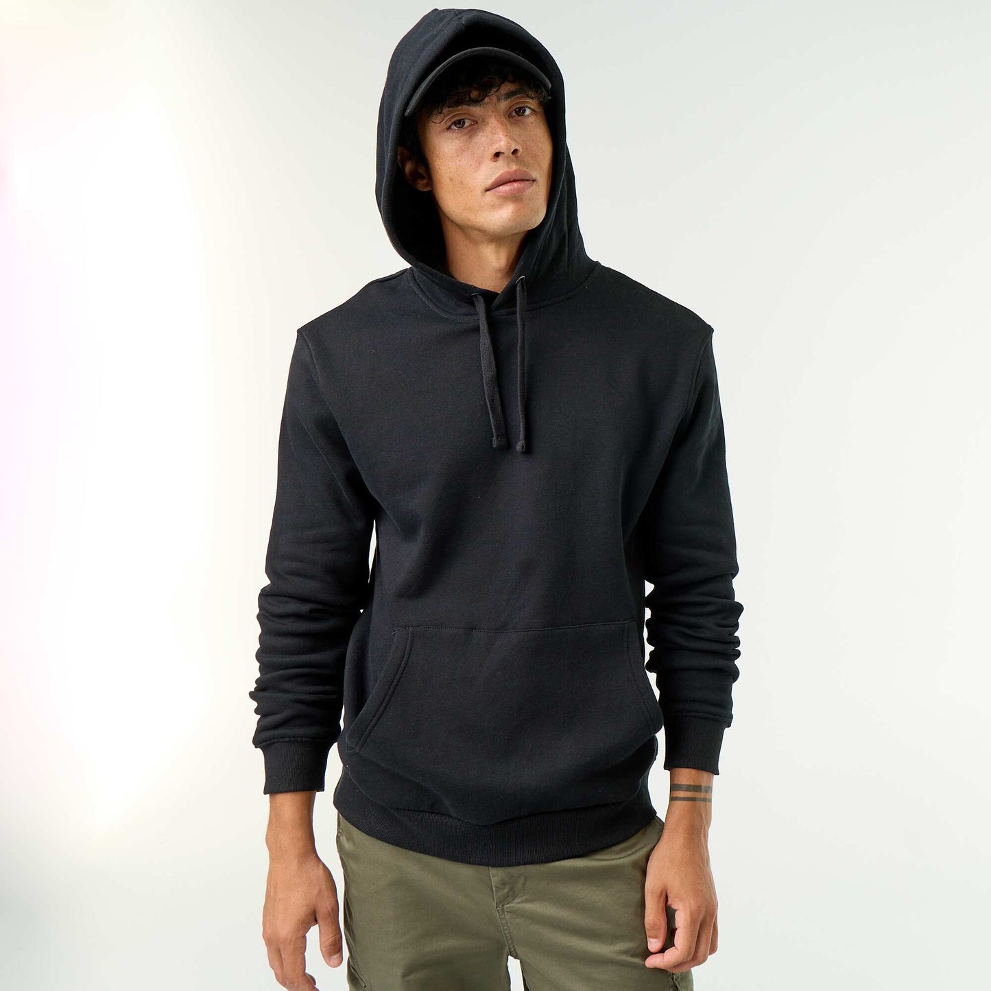 Plain Hooded Sweatshirt BLACK