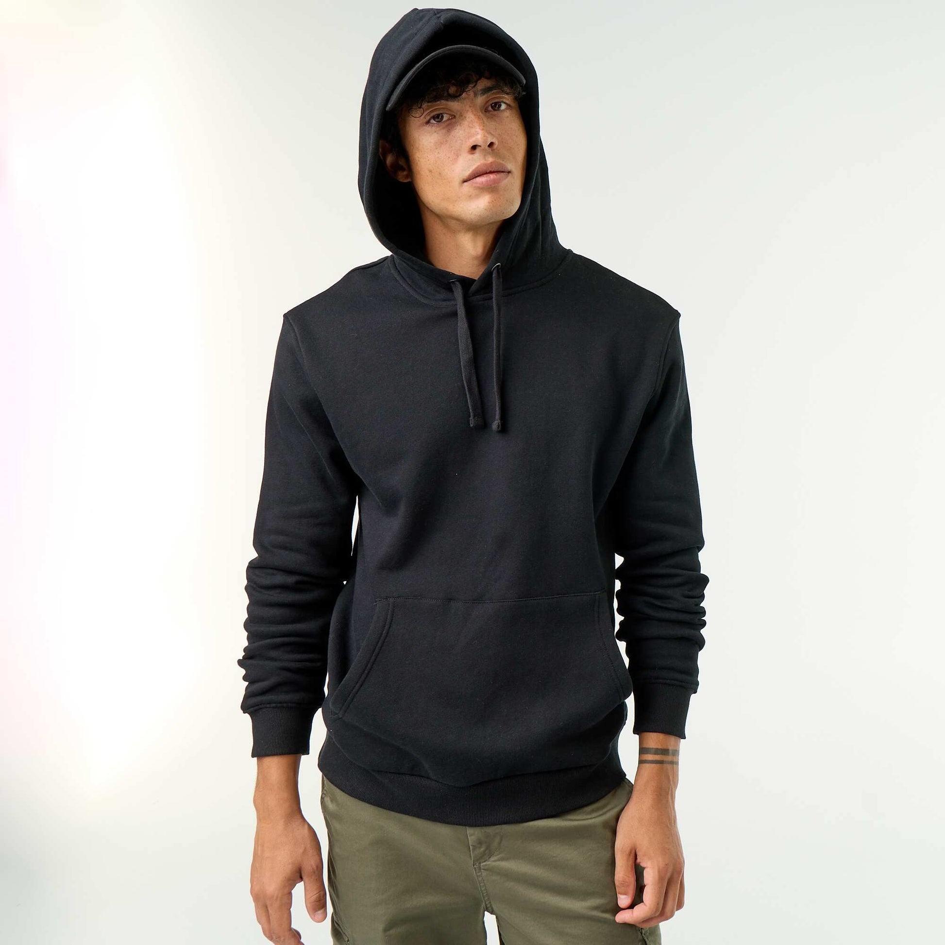 Plain Hooded Sweatshirt BLACK