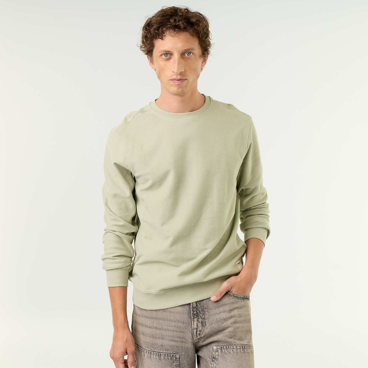 Ribbed Fine-Gauge Knit Sweater GREEN