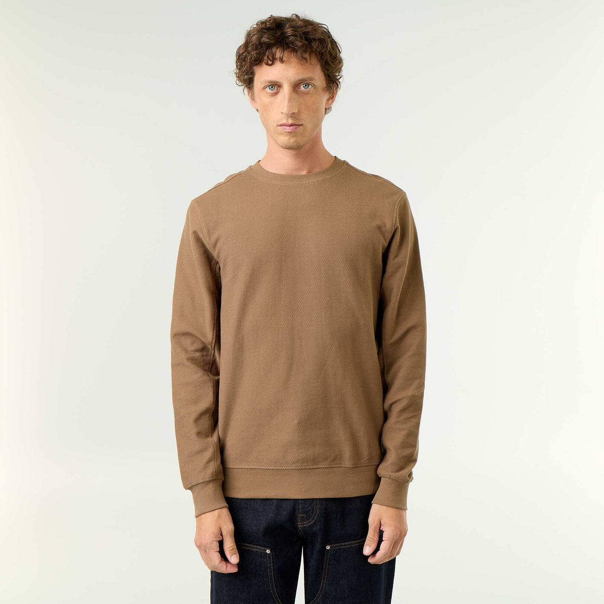 Ribbed Fine-Gauge Knit Sweater BROWN