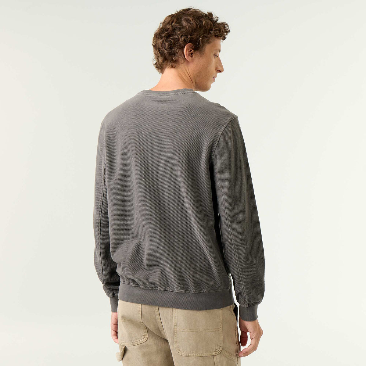 Ribbed Fine-Gauge Knit Sweater GREY