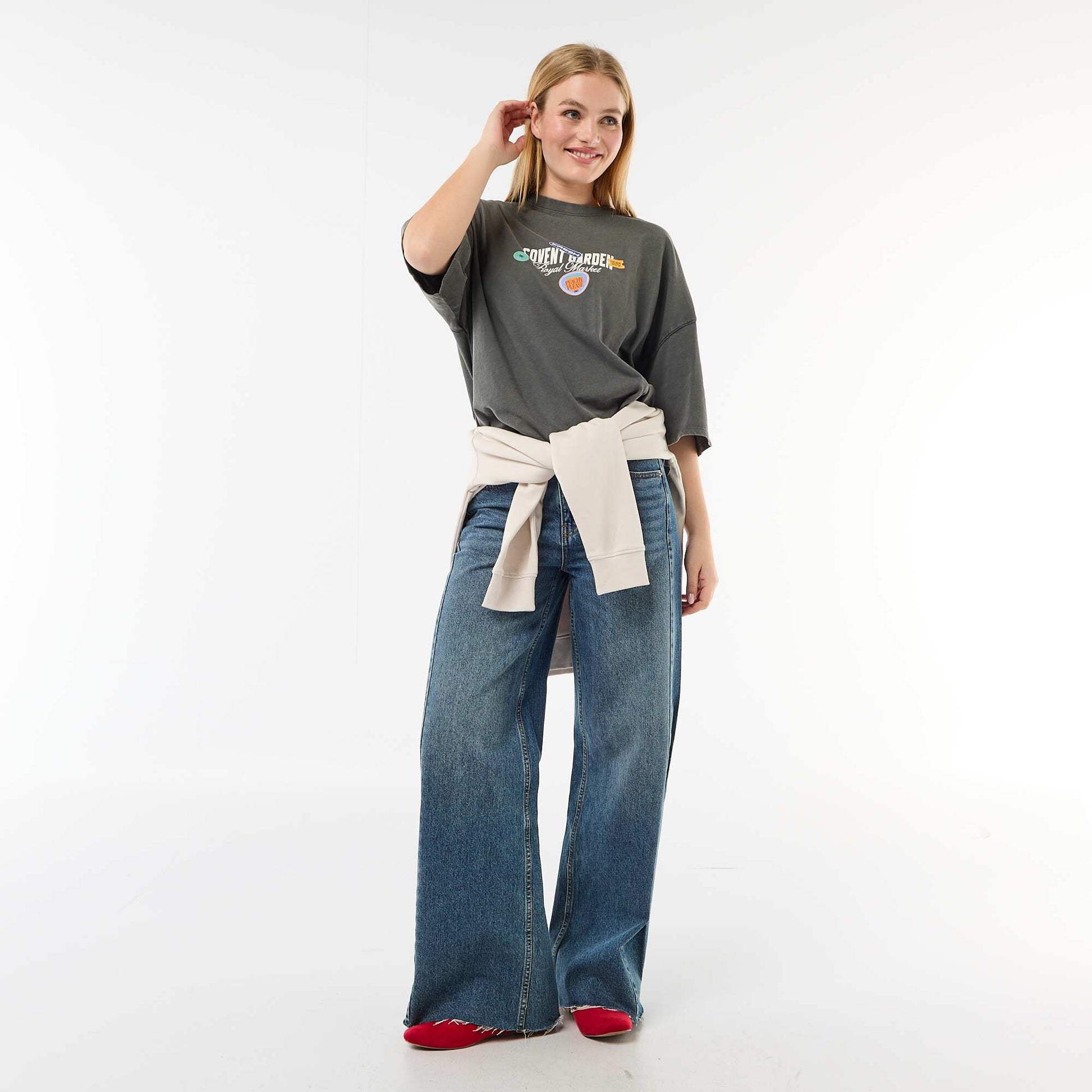Short-sleeved double-sided print t-shirt GREY