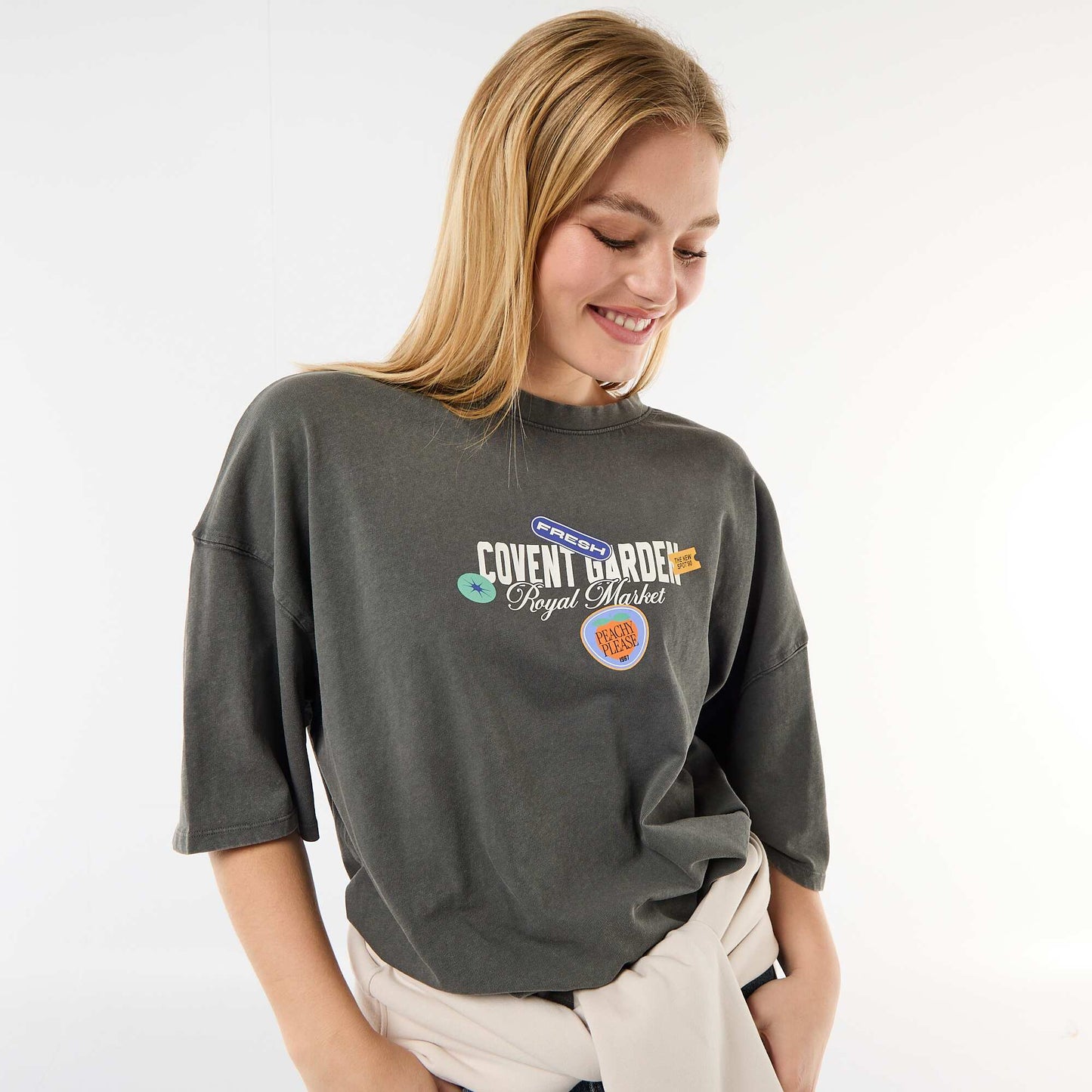 Short-sleeved double-sided print t-shirt GREY