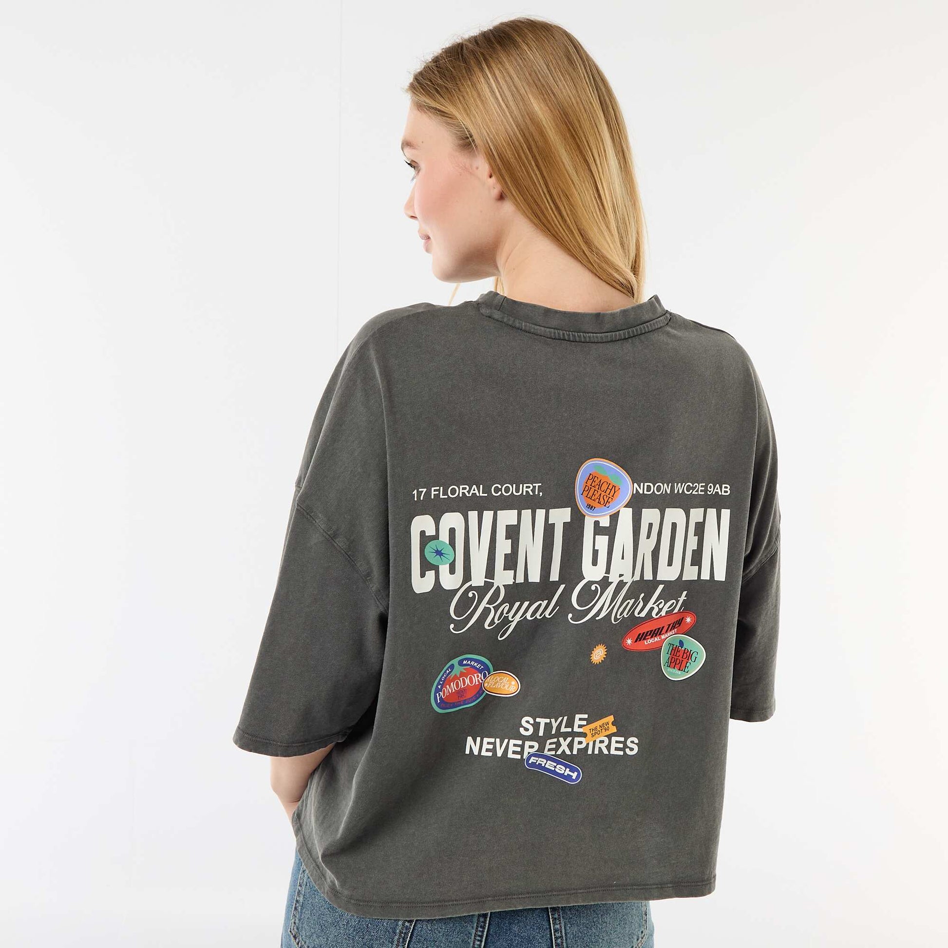 Short-sleeved double-sided print t-shirt GREY