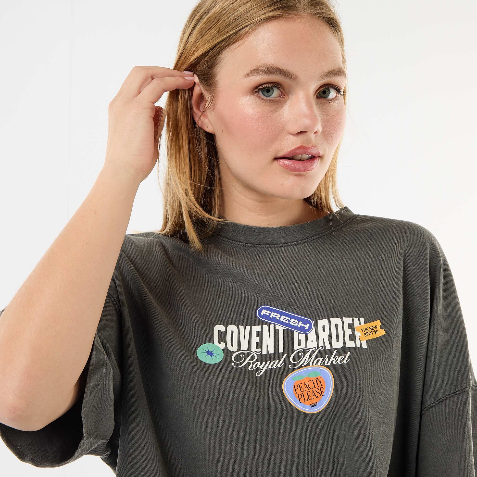 Short-sleeved double-sided print t-shirt GREY