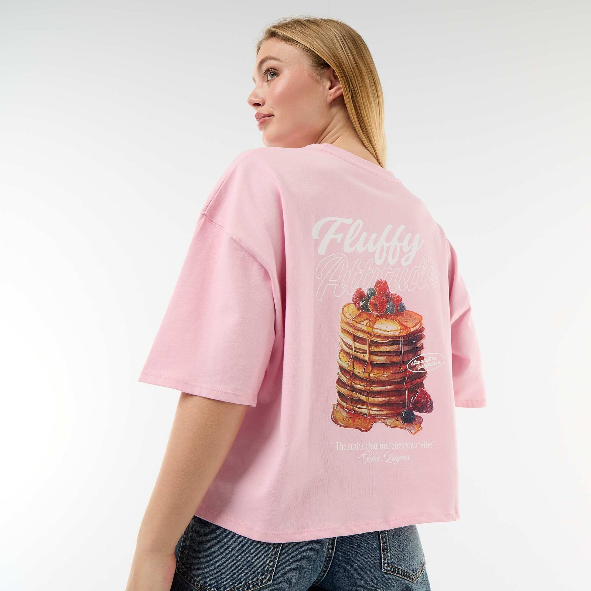 Short-sleeved double-sided print t-shirt PINK