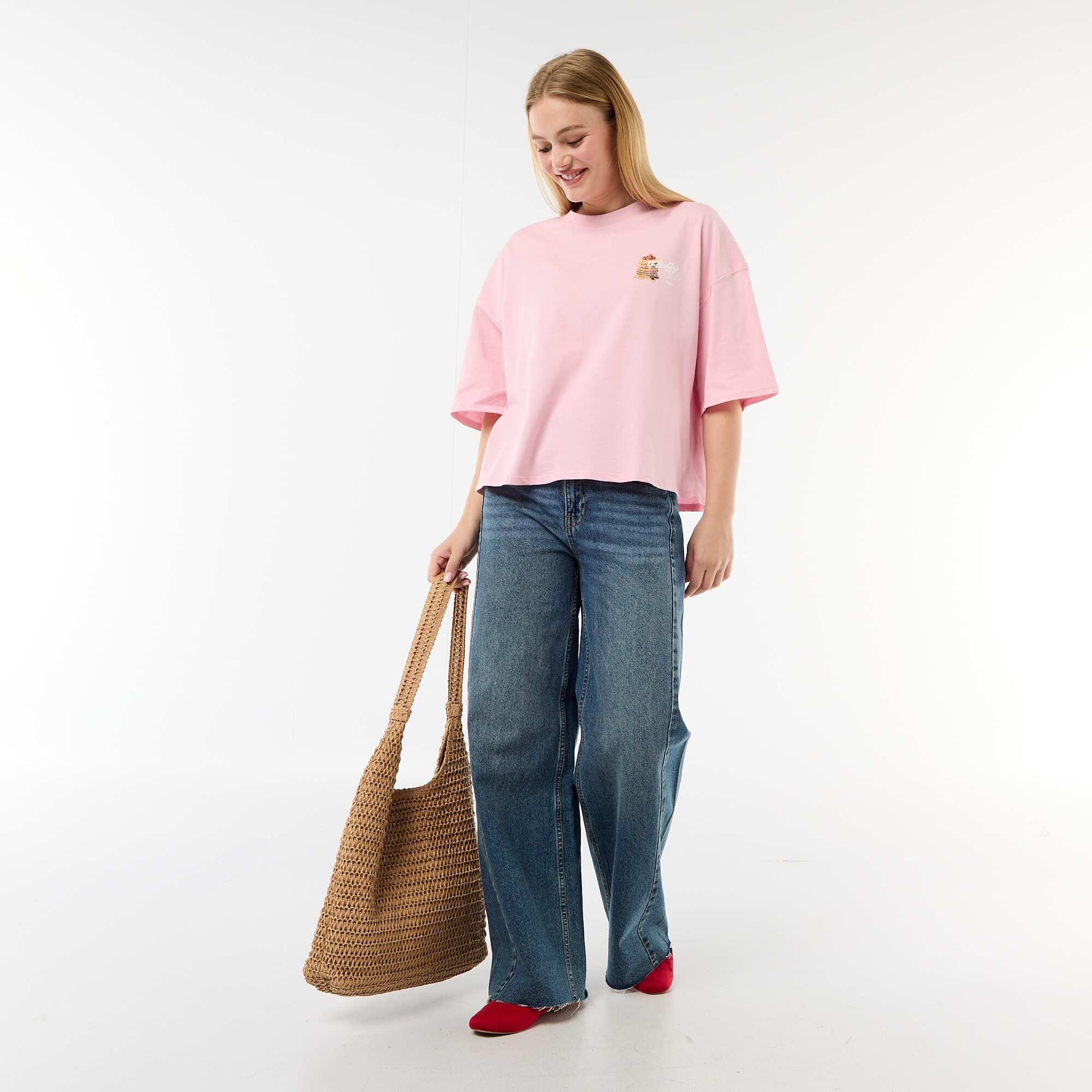 Short-sleeved double-sided print t-shirt PINK