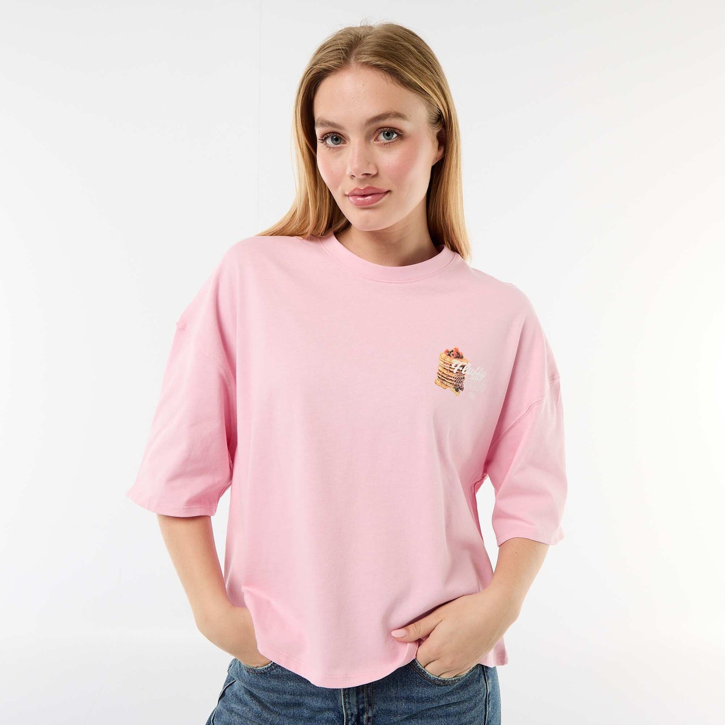 Short-sleeved double-sided print t-shirt PINK
