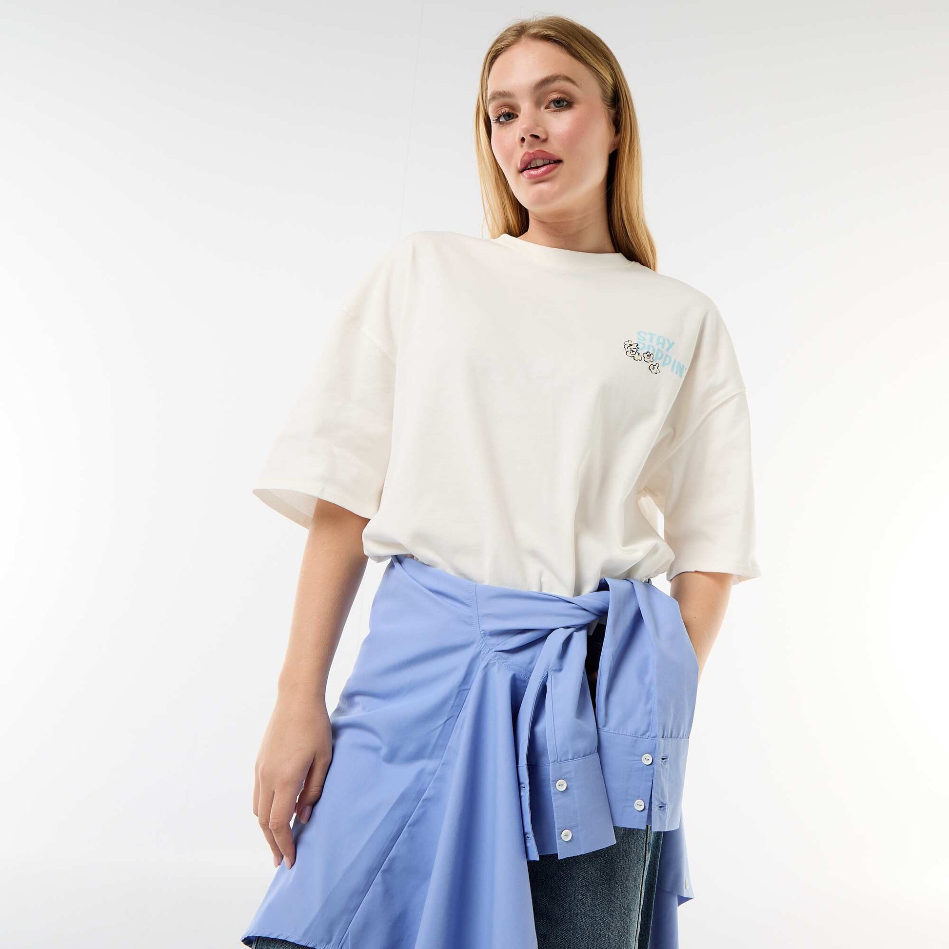 Short-sleeved double-sided print t-shirt WHITE