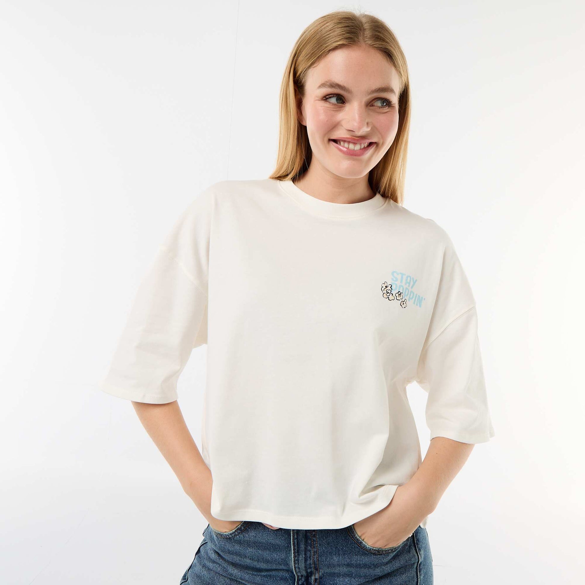 Short-sleeved double-sided print t-shirt WHITE