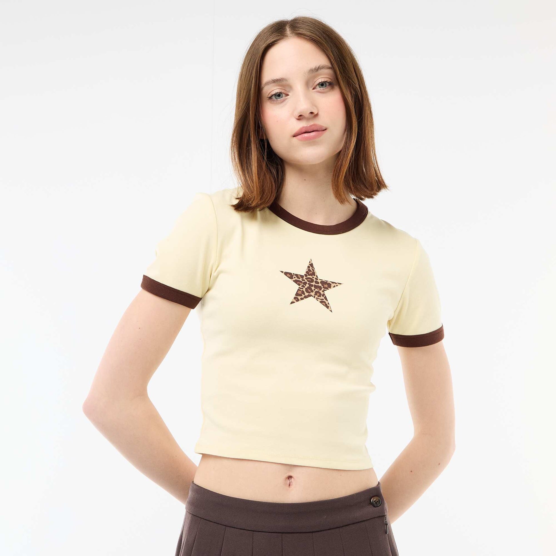 Printed Cropped T-shirt YELLOW