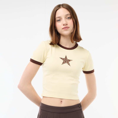 Printed Cropped T-shirt YELLOW