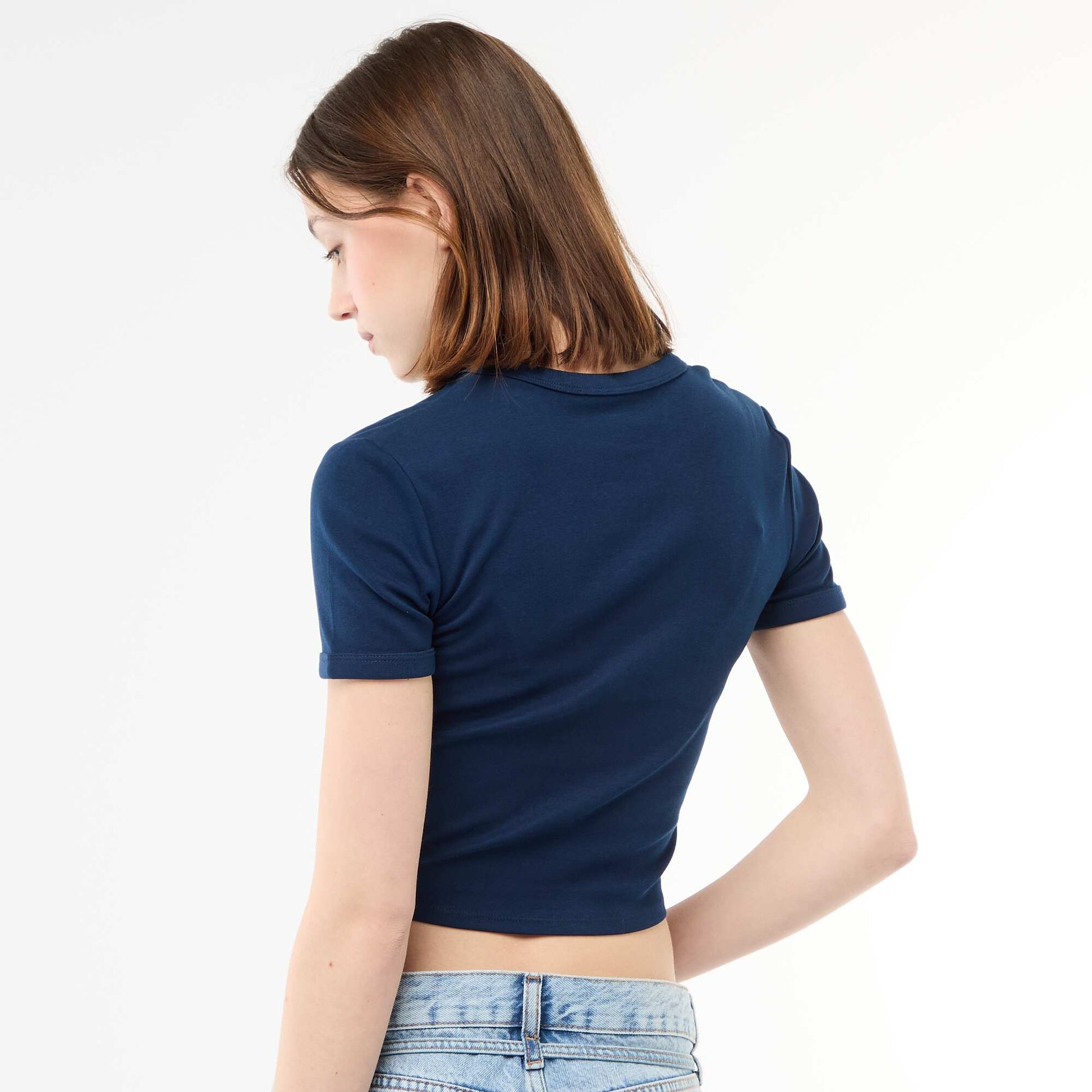 Printed Cropped T-shirt BLUE