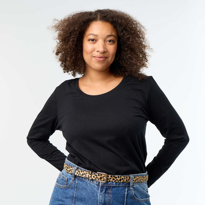 Long-sleeved round neck t-shirt BLACK