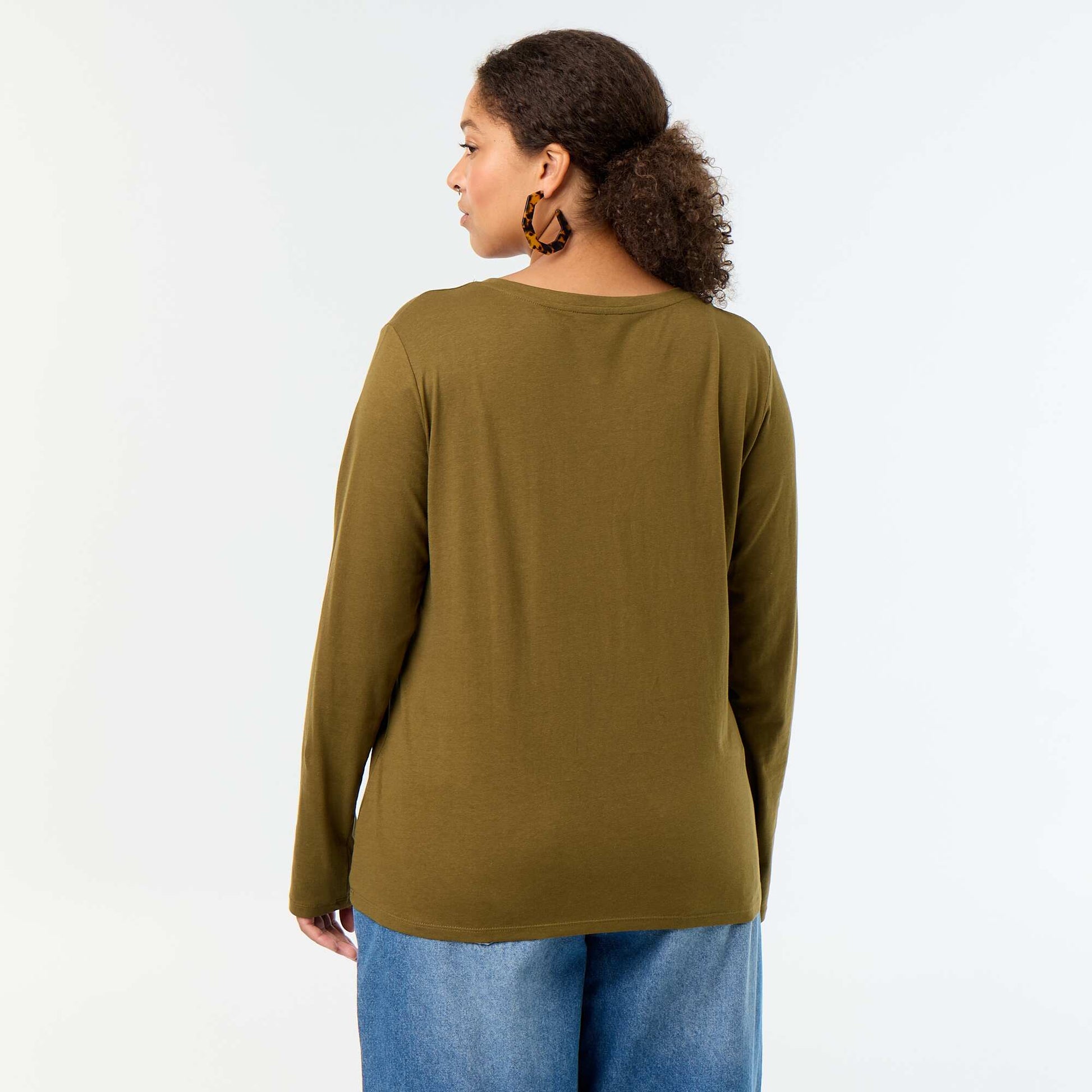 Long-sleeved round neck t-shirt GREEN