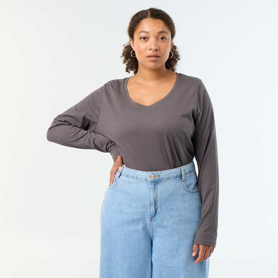 Long-sleeved round-neck T-shirt GREY