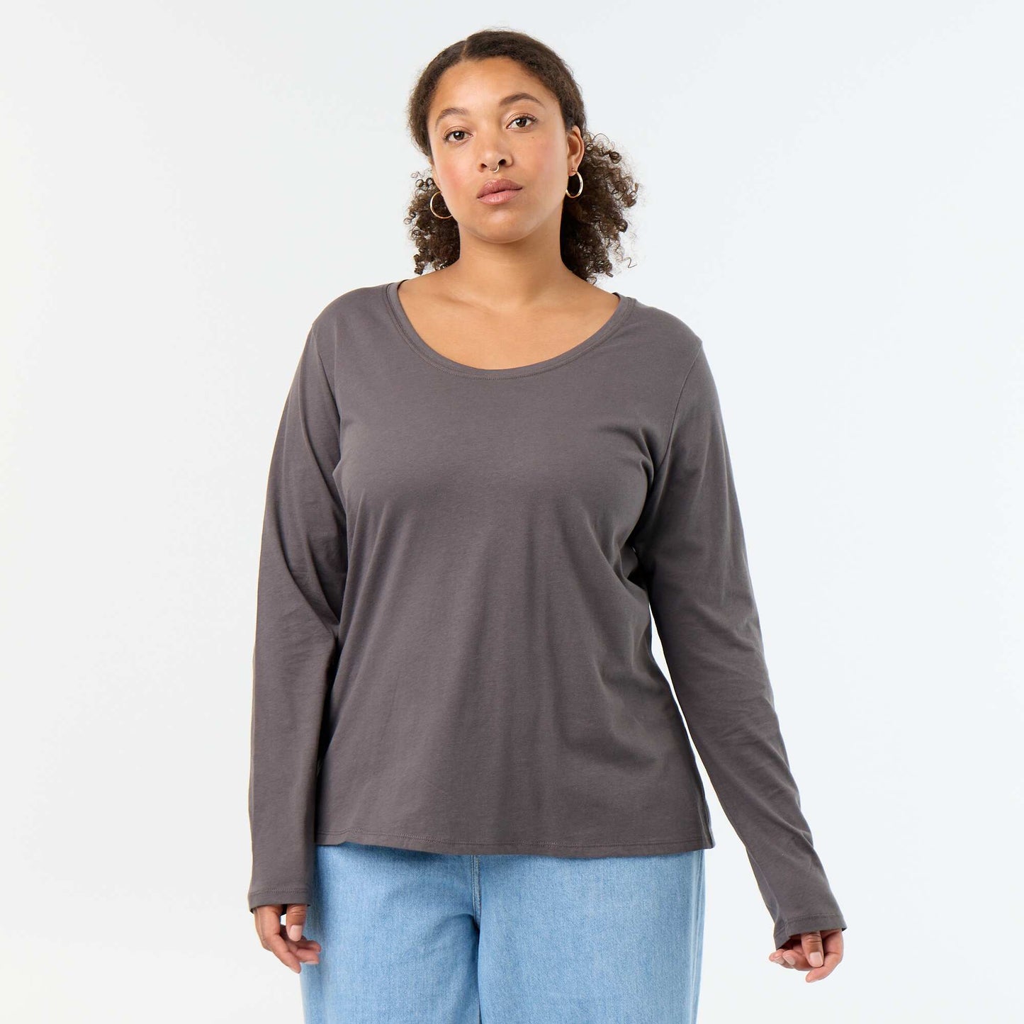 Long-sleeved round-neck T-shirt GREY
