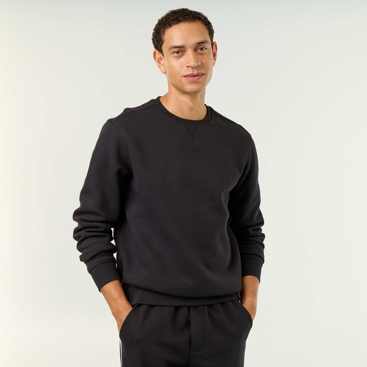 Plain Brushed Fleece Sweatshirt BLACK