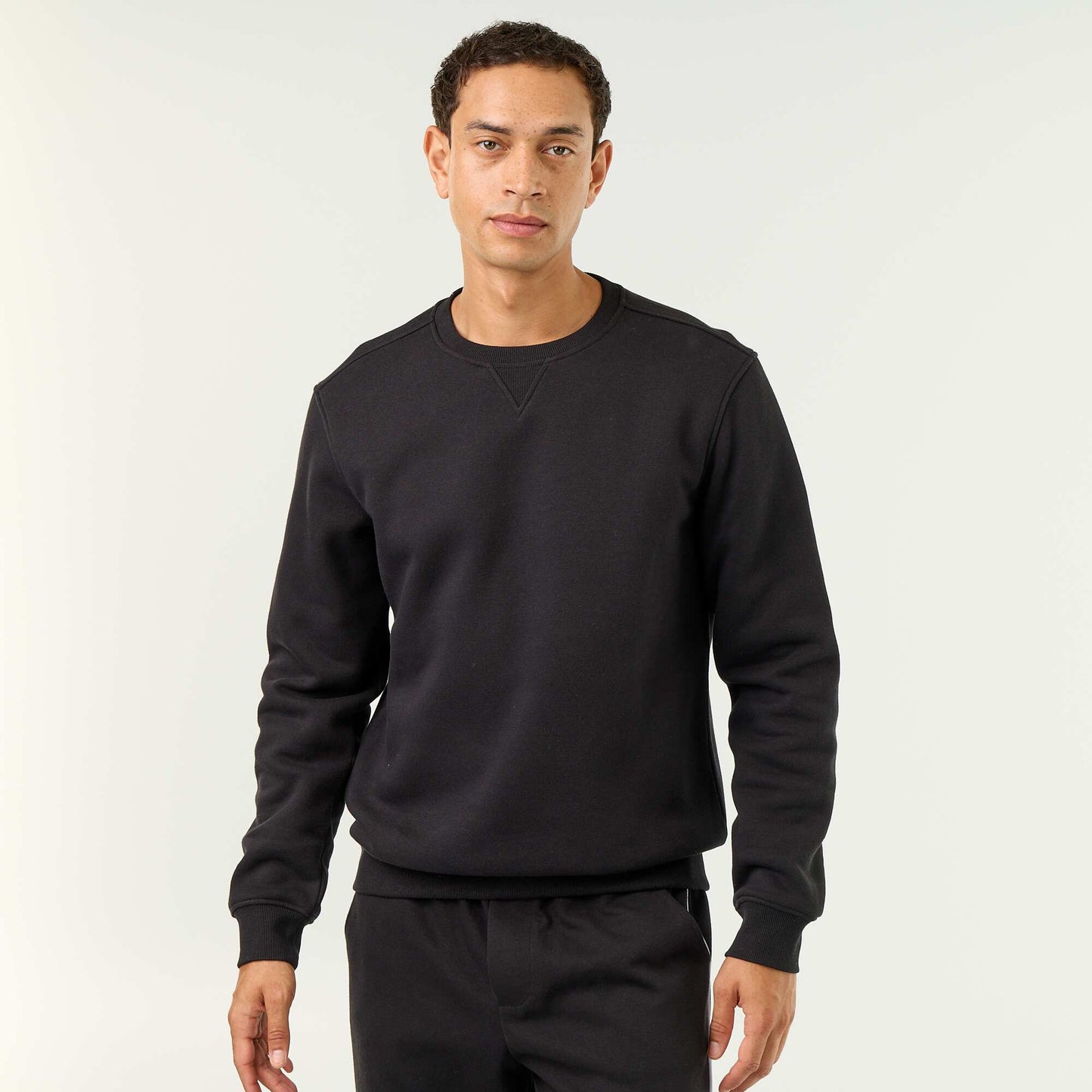 Plain Brushed Fleece Sweatshirt BLACK