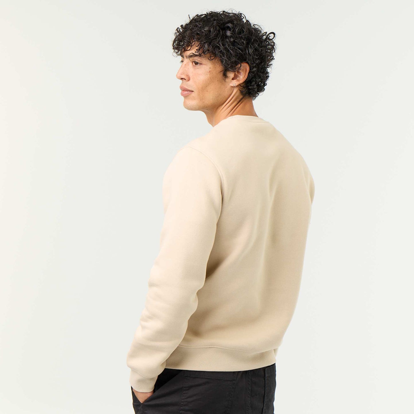 Plain Brushed Fleece Sweatshirt BEIGE