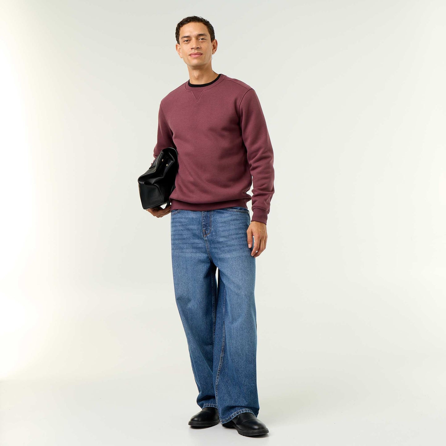 Plain Brushed Fleece Sweatshirt PURPLE