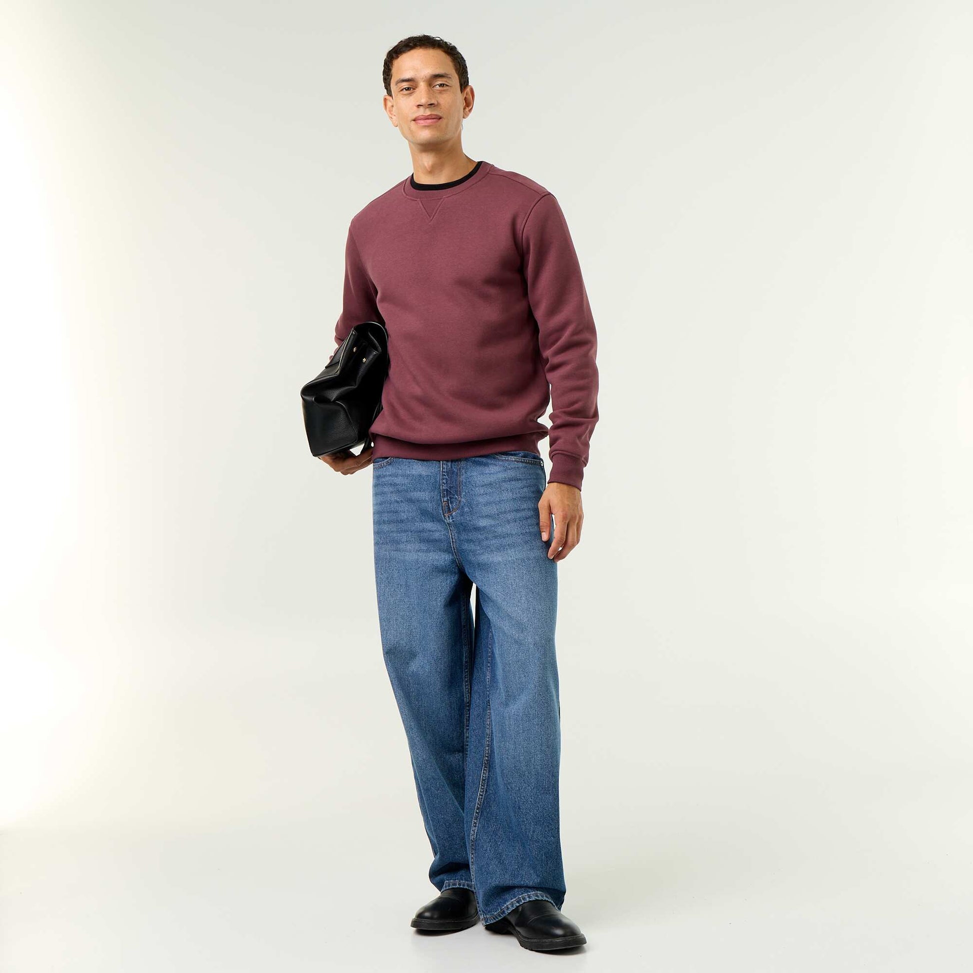 Plain Brushed Fleece Sweatshirt PURPLE