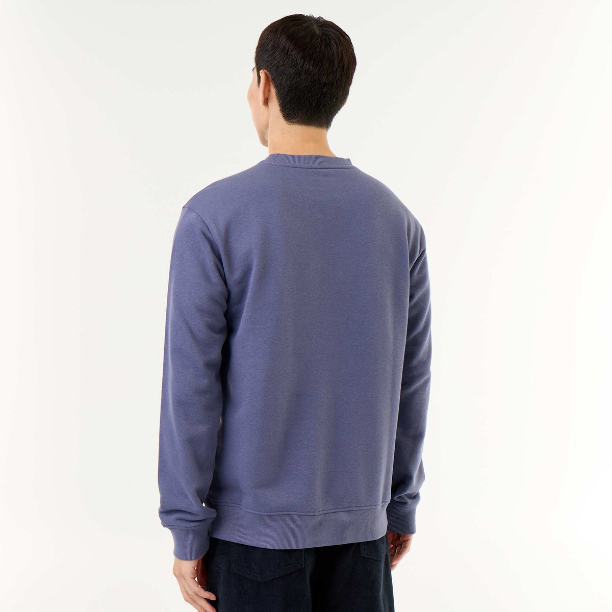 Solid Crew Neck French Terry Sweatshirt BLUE