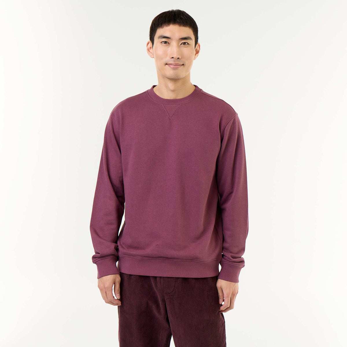 Solid Crew Neck French Terry Sweatshirt PURPLE