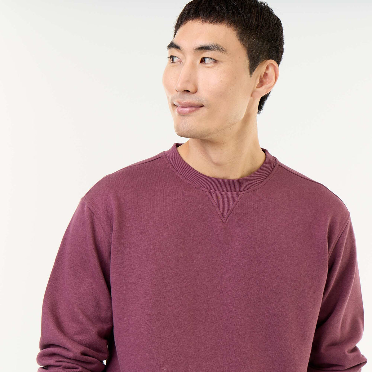 Solid Crew Neck French Terry Sweatshirt PURPLE